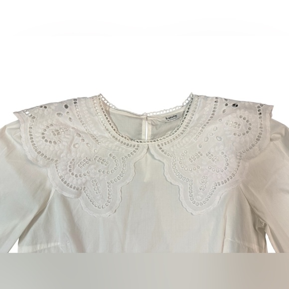 B.YOUNG Jussi Shirt with Embroidered Peter Pan Collar - Bright White Size 6 - Picture 10 of 14